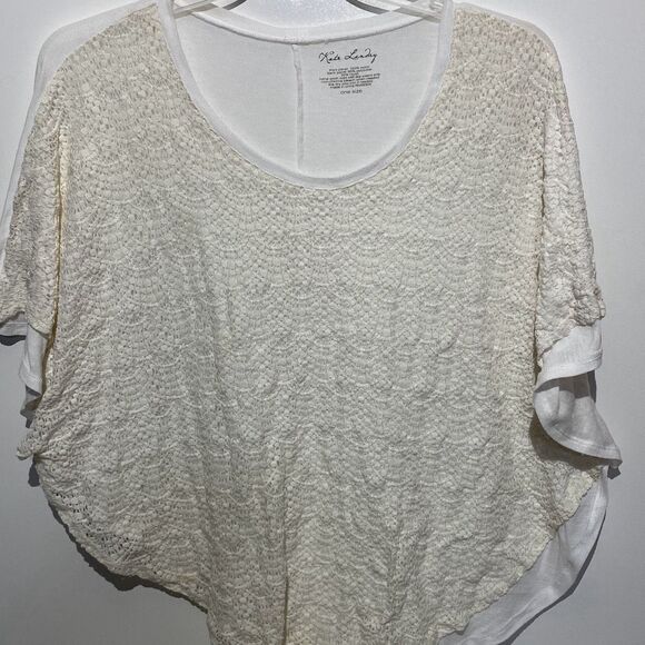 Kate Landry Tops - Kate Landry Women's Cream White Lace Short Sleeve Poncho Top One Size